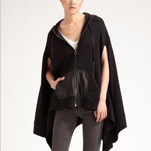 Alexander Wang Black Cape Hooded Poncho Leather